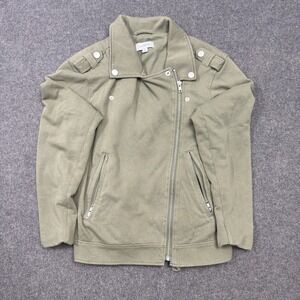 Evereve Olive Moto Jacket XS Cotton Knit Zip Up